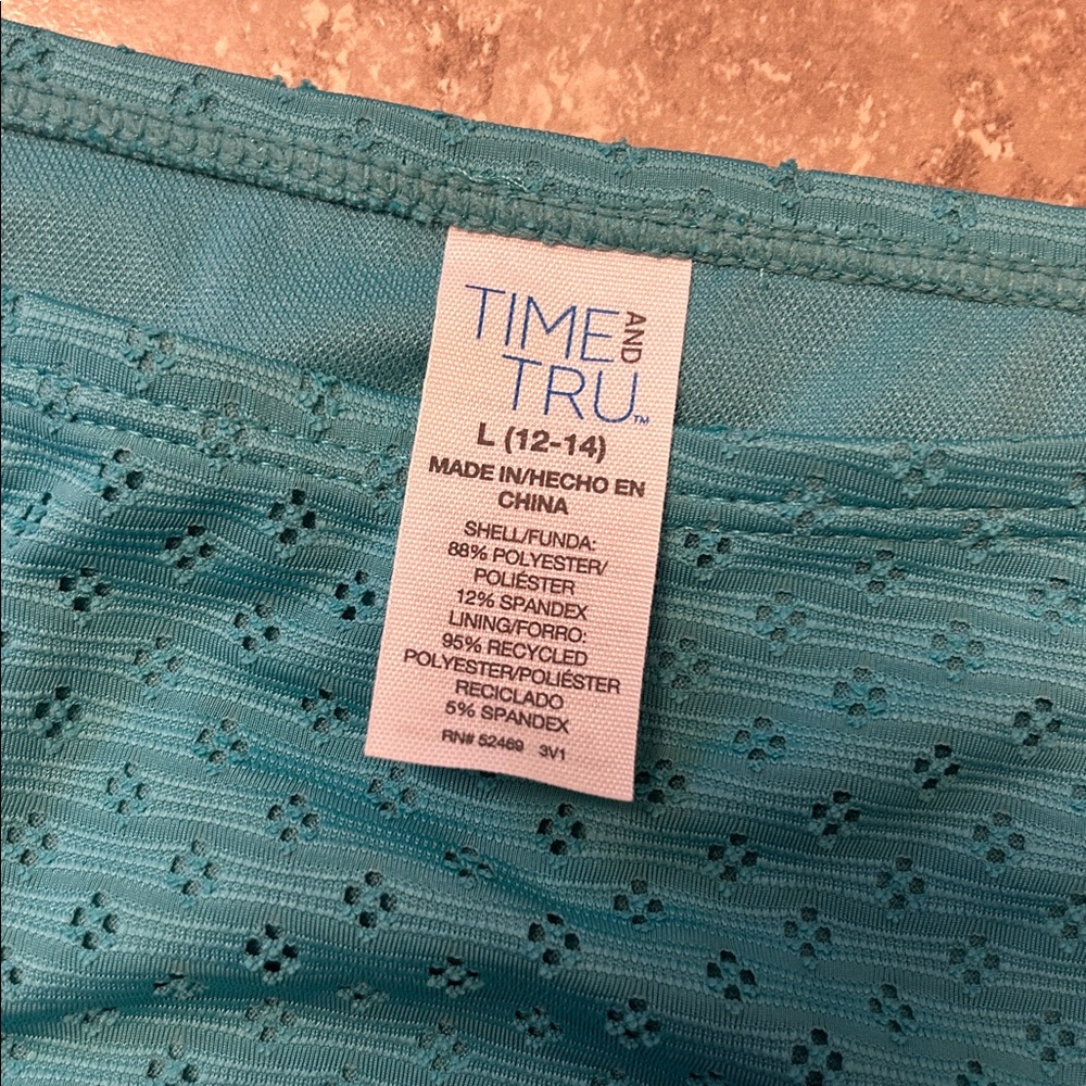 Time and Tru Turquoise Bandeau Bikini Large 12-14 - Picture 2 of 9